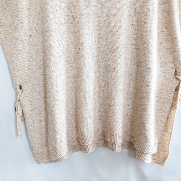 Loft Oversized Poncho Sweater XS Cream Tie Sides Speckled Knit - Picture 4 of 12